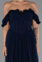 Long Navy Blue Chiffon Prom Gown ABU6325