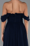 Long Navy Blue Chiffon Prom Gown ABU6325