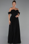 Long Black Chiffon Prom Gown ABU6325