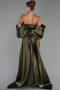 Olive Drab Long Beaded Evening Dress ABU5169