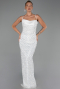 Long White Scaly Evening Dress ABU6308