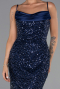 Long Navy Blue Scaly Evening Dress ABU6308