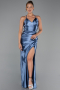 Long Indigo Satin Prom Gown ABU2800