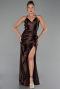 Long Brown Satin Prom Gown ABU2800