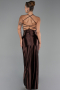Long Brown Satin Prom Gown ABU2800