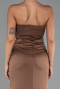 Brown Long Satin Prom Gown ABU6061