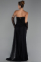 Long Black Dantelle Evening Dress ABU6319