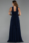 Navy Blue Long Chiffon Prom Gown ABU6042