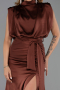 Light Brown Long Satin Evening Dress ABU2133