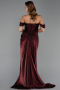 Burgundy Long Chiffon Evening Dress ABU5974