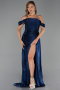 Navy Blue Long Chiffon Evening Dress ABU5974