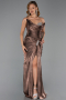 Long Brown Chiffon Oversized Evening Dress ABU6561