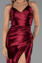 Long Cherry Colored Satin Prom Gown ABU2800