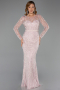 Powder Color Long Beaded Evening Dress ABU5649