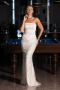Long Beige Beaded Mermaid Prom Dress ABU6315