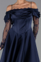 Midi Navy Blue Satin Party Dress ABK2552