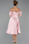 Midi Powder Color Satin Party Dress ABK2552