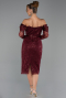 Midi Burgundy Beaded Party Dress ABK2663