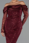 Midi Burgundy Beaded Party Dress ABK2663