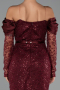Midi Burgundy Beaded Party Dress ABK2663