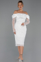 Midi White Beaded Party Dress ABK2663