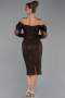 Midi Brown Beaded Party Dress ABK2663