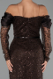 Midi Brown Beaded Party Dress ABK2663