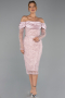 Midi Powder Color Beaded Party Dress ABK2663