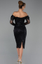 Midi Black Beaded Party Dress ABK2663