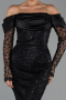 Midi Black Beaded Party Dress ABK2663