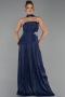 Long Navy Blue Chiffon Evening Dress ABU6335