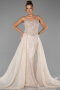Long Beige Beaded Evening Dress ABU5730