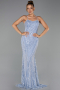 Long Light Blue Beaded Evening Dress ABU5730