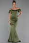 Long Olive Drab Satin Mermaid Prom Dress ABU6090