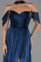 Long Navy Blue Chiffon Evening Dress ABU6342