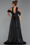 Long Black Chiffon Evening Dress ABU6342