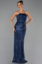 Long Navy Blue Scaly Evening Dress ABU6343
