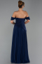 Long Navy Blue Chiffon Evening Dress ABU6345