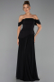 Long Black Chiffon Evening Dress ABU6345