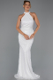 Long White Beaded Evening Dress ABU6348