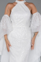 Long White Beaded Evening Dress ABU6348