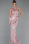 Long Powder Color Beaded Evening Dress ABU6348