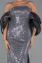 Long Anthracite Beaded Evening Dress ABU5169