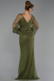 Long Olive Drab Beaded Evening Dress ABU6349