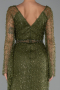 Long Olive Drab Beaded Evening Dress ABU6349