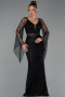 Long Black Beaded Evening Dress ABU6349