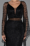 Long Black Beaded Evening Dress ABU6349