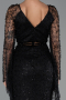 Long Black Beaded Evening Dress ABU6349