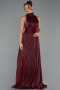 Long Burgundy Chiffon Evening Dress ABU6352
