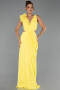 Long Yellow Chiffon Prom Gown ABU6354